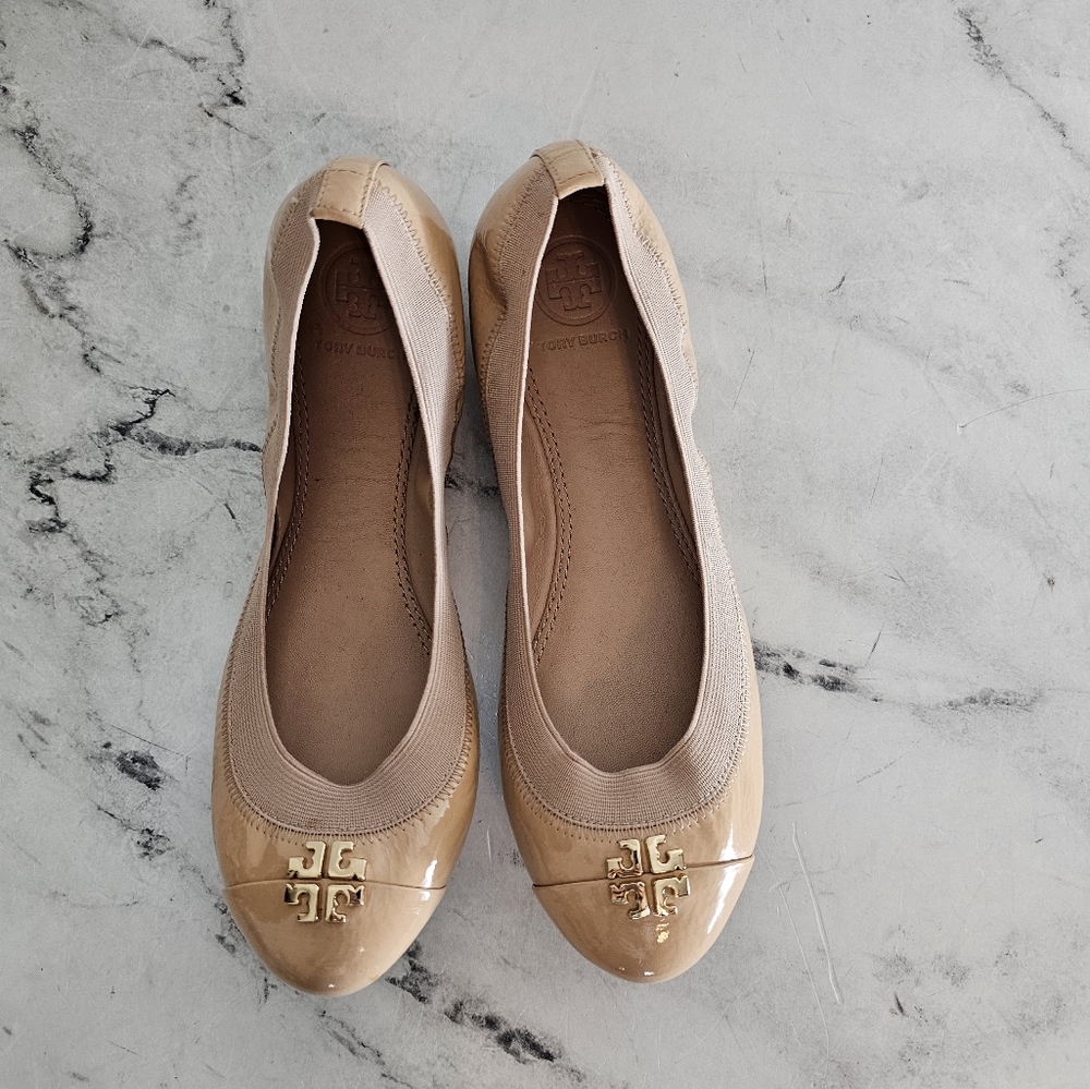 Tory Burch Nude Patent Leather Flats 6 New